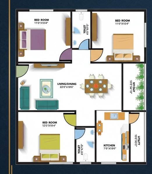 3 Bhk flat for Sale in Ars Green Villae Floor Plan