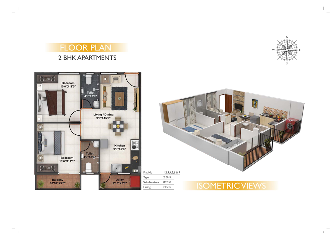 2 BHK Flat For Sale Floor Plan